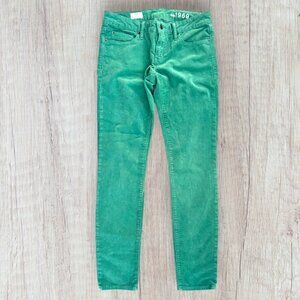 GAP 1969 Always Skinny Bright Kelly Green Corduroy Pants St Patricks Day 28/6